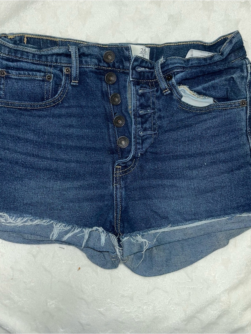 Abercrombie & Fitch Dark Blue Button-Fly Denim Shorts